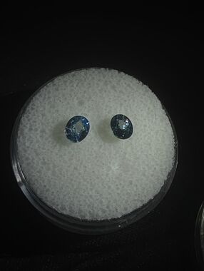Natural Blue Zircon 0.9 ctw Cambodian Loose Gemstones Pair Oval Cut